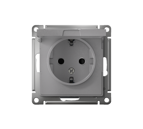 AtlasDesign Алюминий Розетка с заземлением, со шторками, с крышкой, 16А, механизм  ATN000346  SE