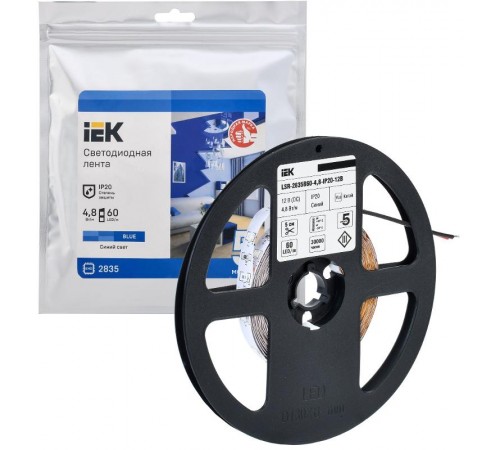 Лента светодиодная 5м LSR-2835B60-4,8-IP20-12В  LSR1-7-060-20-3-05  IEK