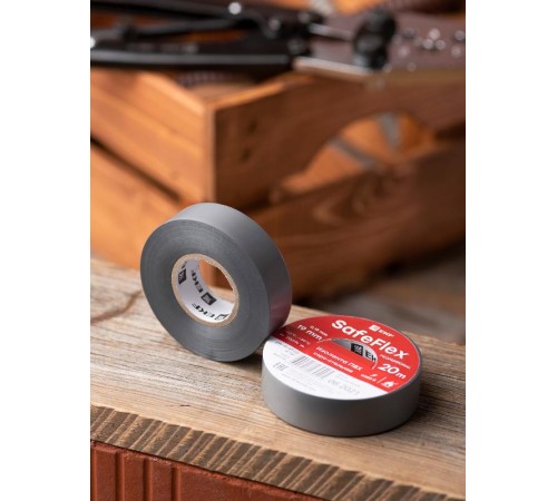 Изолента ПВХ серо-стальная 19мм 20м серии SafeFlex  plc-iz-sf-st  EKF