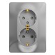 Glossa Алюминий Розетка 2-я с заземлением со шторками (в сборе с рамкой)  GSL000326  SE