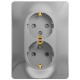 Glossa Алюминий Розетка 2-я с заземлением со шторками (в сборе с рамкой)  GSL000326  SE