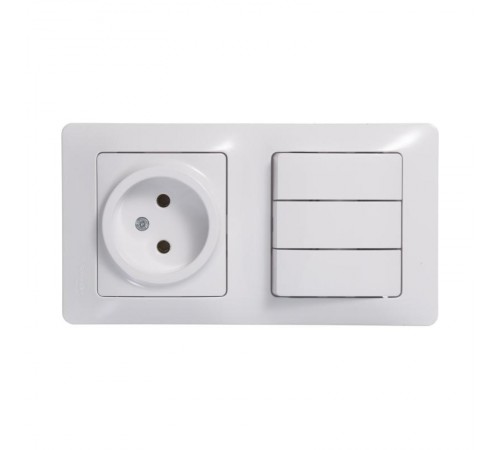 Glossa Белый Блок: Розетка и 3-кл. Выключатель  GSL000176  SE