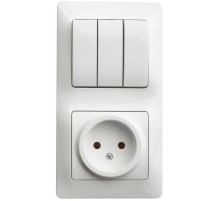 Glossa Белый Блок: Розетка и 3-кл. Выключатель  GSL000176  SE