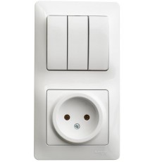 Glossa Белый Блок: Розетка и 3-кл. Выключатель  GSL000176  SE