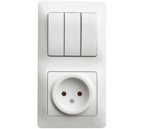 Glossa Белый Блок: Розетка и 3-кл. Выключатель  GSL000176  SE
