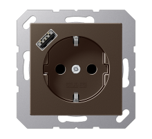 Розетка SCHUKO® с USB-зарядным устройством, тип А; термопласт; мокка  A1520-18AMO  Jung