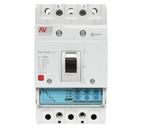 Выключатель автоматический AV POWER-1/3 100А 50kA ETU2.0  mccb-13-100-2.0-av  EKF