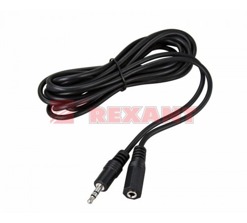 Шнур Стерео 3,5 мм гнездо - Стерео 3,5 мм штекер, длина 1,5 метра  17-4003  REXANT
