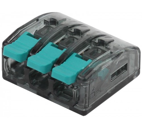 Аксессуары для клемм NO-224-47 ЭРА Клемма компактная серии 413 с рычагом, 3 отверстия, 0,5-4 мм2 (у  Б0043965  ЭРА