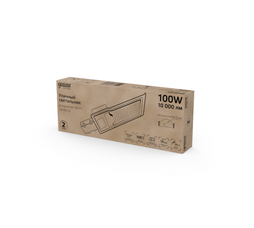 Светильник светодиодный консольный  Avenue 100W 10000lm 5000K IP65 420*160*57 190-250V КСС "Ш"  629534300  Gauss