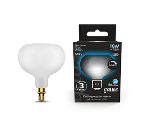 Лампа светодиодная Filament А190 10W 890lm 4100К Е27 milky диммируемая LED 1/6  1017802210-D  Gauss