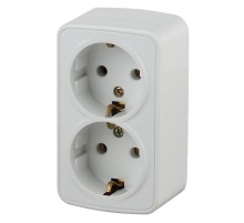 3-204-01 Intro Розетка 2х2P+E Schuko, 16А-250В, IP20, ОУ, Polo, белый  Б0036100  Intro