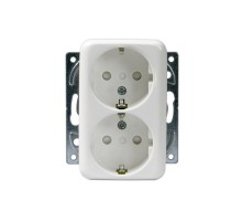 Розетка DoubleSCHUKO с заземлением, 16А / 250В, винтовые клеммы, серия Jussi, белый  232EUC   2TKA000759G1  ABB