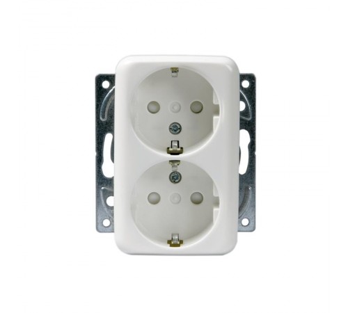 Розетка DoubleSCHUKO с заземлением, 16А / 250В, винтовые клеммы, серия Jussi, белый  232EUC   2TKA000759G1  ABB