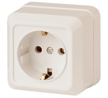 Розетка Intro Quadro 2-202-02 с заземлением 2P+E Schuko, 16А-250В, IP20, ОУ, слоновая кость  Б0053785  Intro