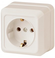 Розетка Intro Quadro 2-202-02 с заземлением 2P+E Schuko, 16А-250В, IP20, ОУ, слоновая кость  Б0053785  Intro
