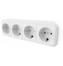 Розетка 4-местная с заземляющим контактом, 250В, 16А, IP20, PST16-61-20 (RA 16-466-Б), белый  39703  STEKKER