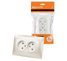 Розетка двойная 2П 10А 250В с защ. шт. перламутр "Лама"  SQ1815-0812  TDM