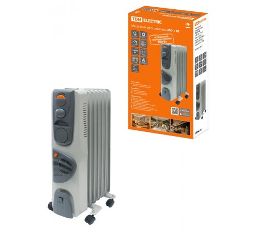 Масл. обогрев. МО-7ТВ, 1500 Вт, 7 сек, вент, регул. мощн. (600/900/1500+400 Вт), термостат,  SQ2501-0911  TDM