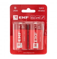 Батарейка алкалиновая типа D(LR20) блистер 2шт.  LR20-BL2  EKF