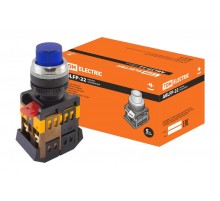 Кнопка ABLFP-22 синий d22мм неон/230В 1з+1р   SQ0704-0007  TDM