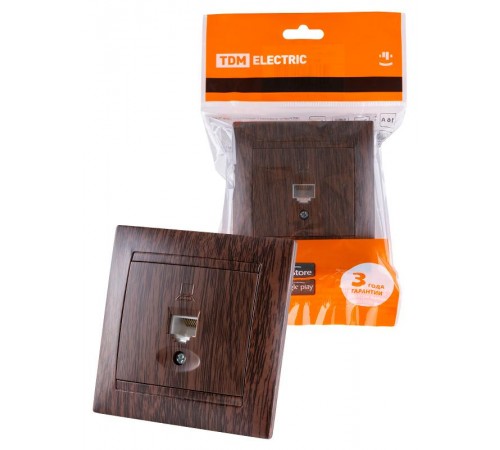 Розетка компьютерная RJ45 венге "Лама"  SQ1815-0416  TDM