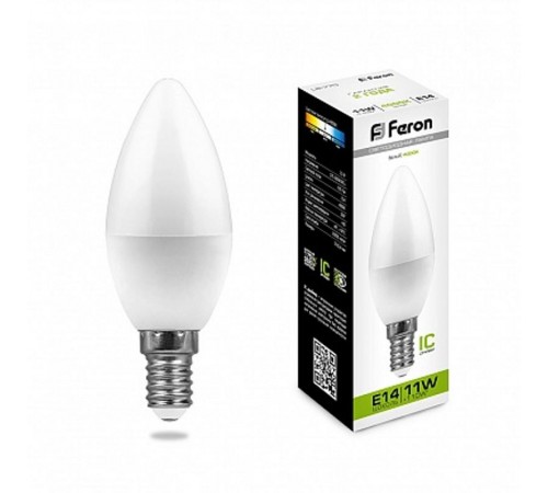 Лампа светодиодная LB-770 (11W) 230V E14 4000K свеча  25942  FERON
