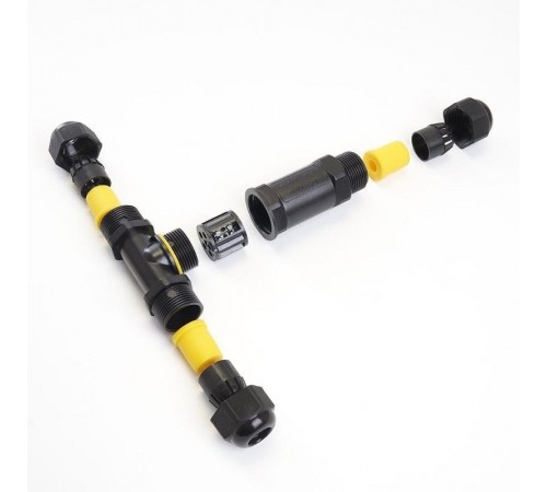 LD523/LD530 Соединитель-коннектор для проводов T 3-контактный, водонепрониц. (клемма 3pin), черный  41462  Feron