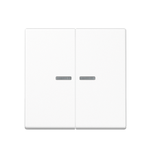 Двойная клавиша с окошками для балансирных механизмов выключателей (кнопок), в комплекте с AS90-5HP (крепежный элемент), возможно IP44; дюропласт; бел