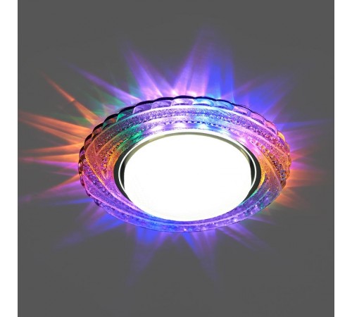 Светильник потолочный встраиваемый со светодиодной подсветкой 20LED*2835 SMD, 15W GX53, без лампы, прозрачный, хром CD4037 RGB с др-ром в/компл  4190