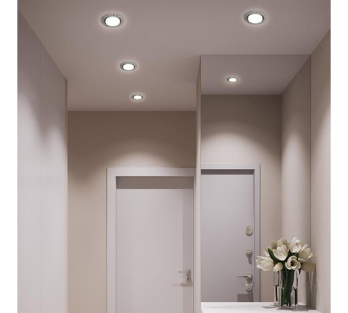 Светильник потолочный встраиваемый со светодиодной подсветкой 20LED*2835 SMD, 15W GX53, без лампы, прозрачный, хром CD4037 RGB с др-ром в/компл  4190