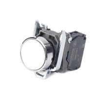 Кнопка SB4 в сборе модульная 22мм белая с возвратом металл 1НО  SB4BA11  SE