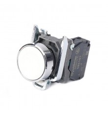 Кнопка SB4 в сборе модульная 22мм белая с возвратом металл 1НО  SB4BA11  SE