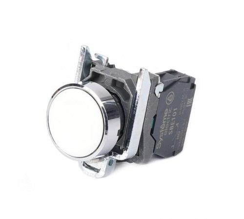 Кнопка SB4 в сборе модульная 22мм белая с возвратом металл 1НО  SB4BA11  SE