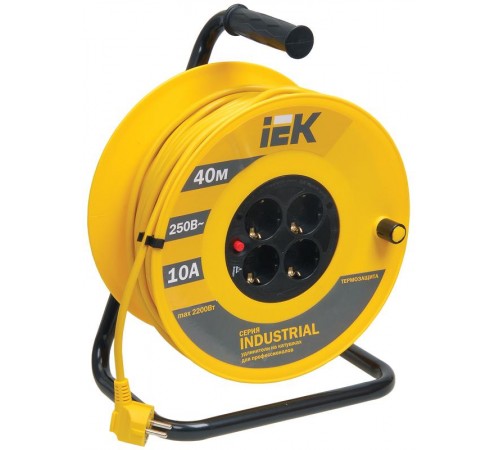 Удлинитель на катушке УК40 с т/з 4 места 2Р+PЕ/40м 3х1,0 мм2 "Industrial"  WKP14-10-04-40  IEK