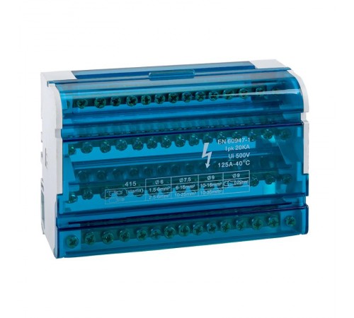 Шина "N" нулевая на DIN-рейку в корпусе-4х15групп  143230  КЭАЗ