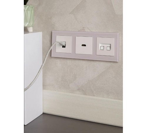 BRITE Розетка компьютерная 2-ая RJ45 кат.6 РК11-2-БрЖ жемчуг  BR-K20-2-K36  IEK