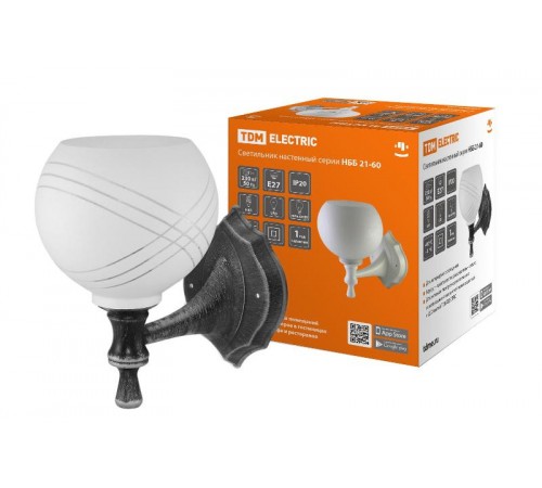 Светильник НББ 21-60-1322 УХЛ4 (черный под серебро, плафон полушар "параллели")  SQ0370-0204  TDM