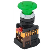 Кнопка AELA22 "Грибок" зеленый d22мм неон/240В 1з+1р   BBG20-AELA-K06  GENERICA