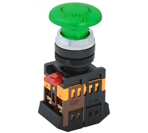 Кнопка AELA22 "Грибок" зеленый d22мм неон/240В 1з+1р   BBG20-AELA-K06  GENERICA