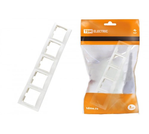 Рамка 5 постовая горизонтальная белая "Таймыр" TDM  SQ1814-0033  TDM