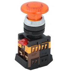 Кнопка AELA22 "Грибок" желтый d22мм неон/240В 1з+1р   BBG20-AELA-K05  GENERICA