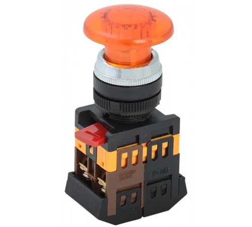 Кнопка AELA22 "Грибок" желтый d22мм неон/240В 1з+1р   BBG20-AELA-K05  GENERICA