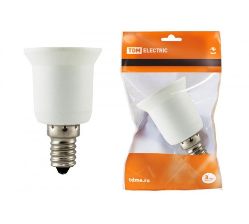 Переходник Е14-Е27 белый  SQ0335-1001  TDM