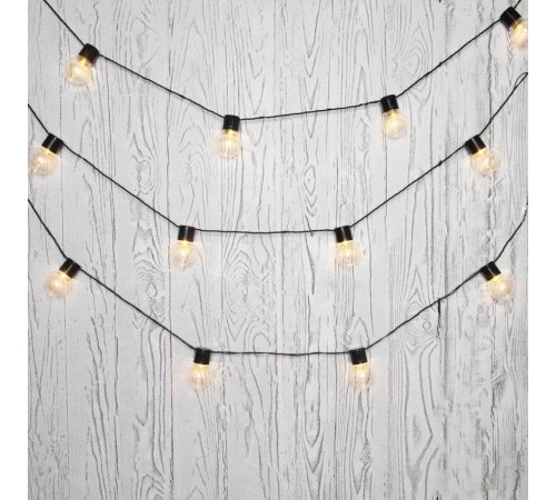 Лофт-гирлянда светодиодная 5 м, черный ПВХ, 20 LED, теплое белое свечение  303-066  NEON-NIGHT