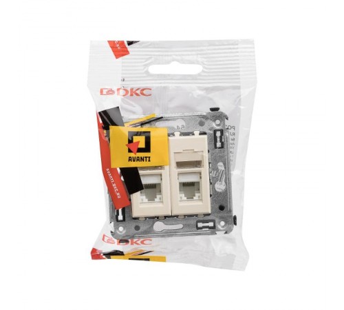Розетка RJ-45 в стену, 5e двойная, Avanti, "Ванильная дымка"  4405464  DKC