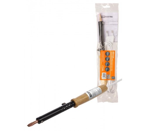 Паяльник ПД-80, ЭПСН, мощность 80 Вт, 230 В, деревянная ручка, плоское жало, "Гранит"  SQ1025-0404  TDM