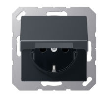 Штепсельная розетка SCHUKO 16А / 250В с подпружиненной откидной крышкой, возможно IP44, пружинные зажимы; термопласт; матовый антрацит; A500  A1520BF