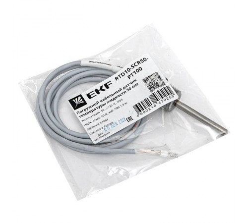 Погружной кабельный датчик температуры жидкости 50 мм  RTD10-SCR50-PT100  EKF