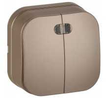 GLORY Выключатель 2-клавишный с индикацией о/у 10А ВС20-2-1-ХШм шампань матовый  EVH21-K37M-10  IEK